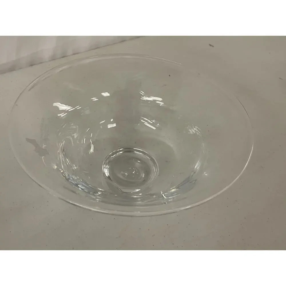 Simon Pearce Hand Blown Clear Glass Flared Centerpiece Bowl Signed 10